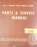 Jones & Lamson-Jones & Lamson No. 7, Saddle Type Turret lathe, Service and Parts Manual 1964-No. 7-01